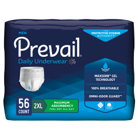 Prevail Incontinence Underwear for Men, Maximum Absorbency, XXL, 56 count