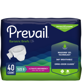 Prevail Bariatric Incontinence Brief for Men & Women, Size B, 40 count