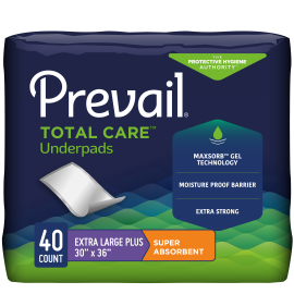 Prevail Incontinence Underpads, Super Absorbent, Large 30" X 36", 40 count