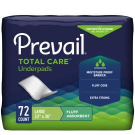 Prevail Incontinence Fluff Underpads, 23" X 36", 72 count