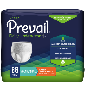 Prevail Incontinence Underwear for Men & Women, Extra Absorbency, Small, 88 count