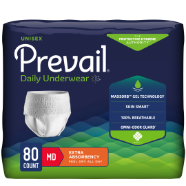 Prevail Incontinence Underwear for Men & Women, Extra Absorbency, Medium, 80 Count