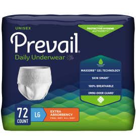 Prevail Incontinence Underwear for Men & Women, Extra Absorbency, Large, 72 count