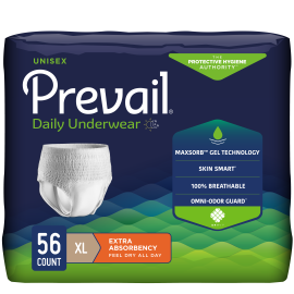 Prevail Incontinence Underwear for Men & Women, Extra Absorbency, Extra Large, 56 count