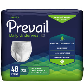 Prevail Incontinence Underwear for Men & Women, Maximum Absorbency, XXL, 48 count