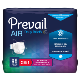 Prevail Air Incontinence Brief, Ultimate Plus Absorbency Size 1/Medium, 80 count