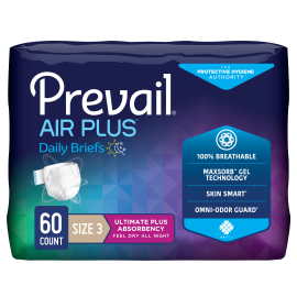 Prevail Air Plus Incontinence Brief, Size 3/XL, 60 count