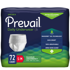 Prevail Incontinence Underwear for Men & Women, Maximum Absorbency, Medium, 72 count