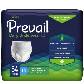 Prevail Incontinence Underwear for Men & Women, Maximum Absorbency, Large, 64 count