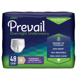 Prevail Overnight Incontinence Underwear for Men & Women, XL, 48 count