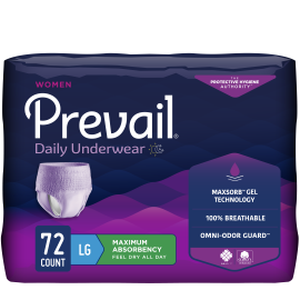 Prevail Incontinence Underwear for Women, Maximum Absorbency, Large, 72 count