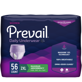 Prevail Incontinence Underwear for Women, Maximum Absorbency, XXL, 56 count