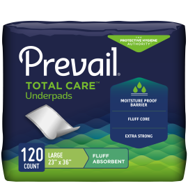 Prevail Incontinence Fluff Underpads, 23" X 36", 120 count