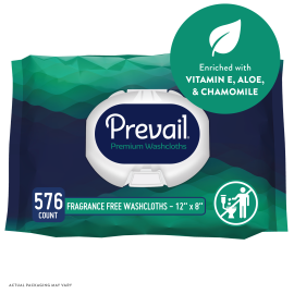 Prevail Adult Personal Wipes, Unscented, Soft-pack with press-open-lid, 576 count